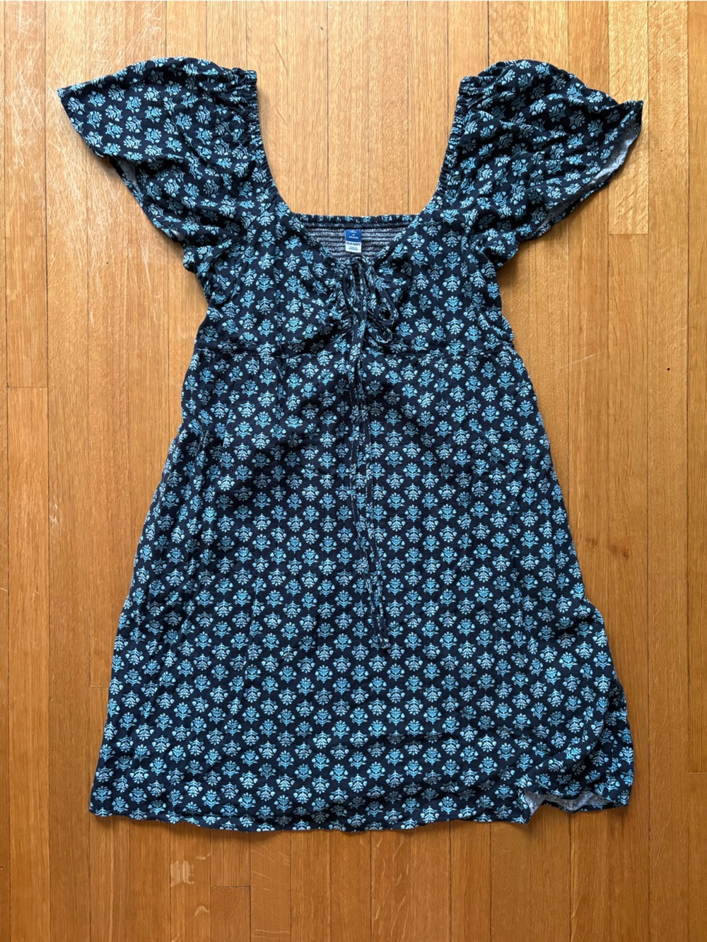 Old Navy Navy and Blue Floral Tie-Front Dress